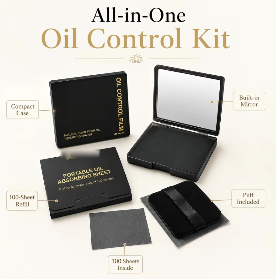 Face Oil Blotting Paper — 3-in-1 Mini Makeup Touch-Up Kit